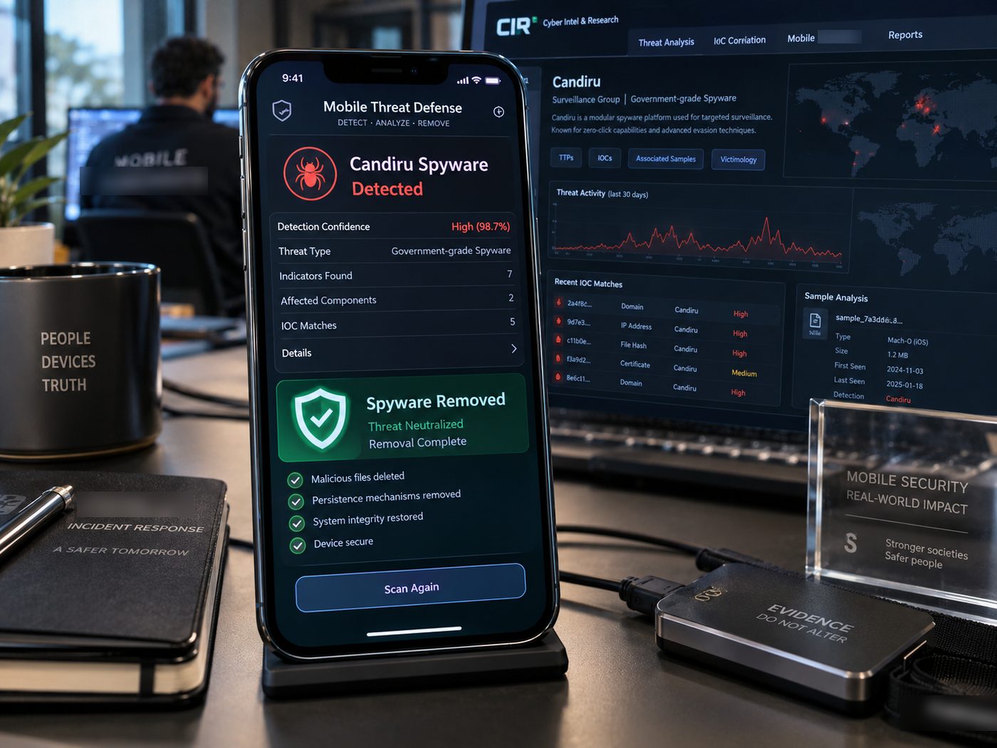 Detekcia spyware Candiru na telefóne exponovanej osoby - vyhodnotenie rizika a následné odstránenie hrozby zo zariadenia